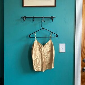 cute gold silky strappy top